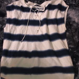 Navy blue and white top